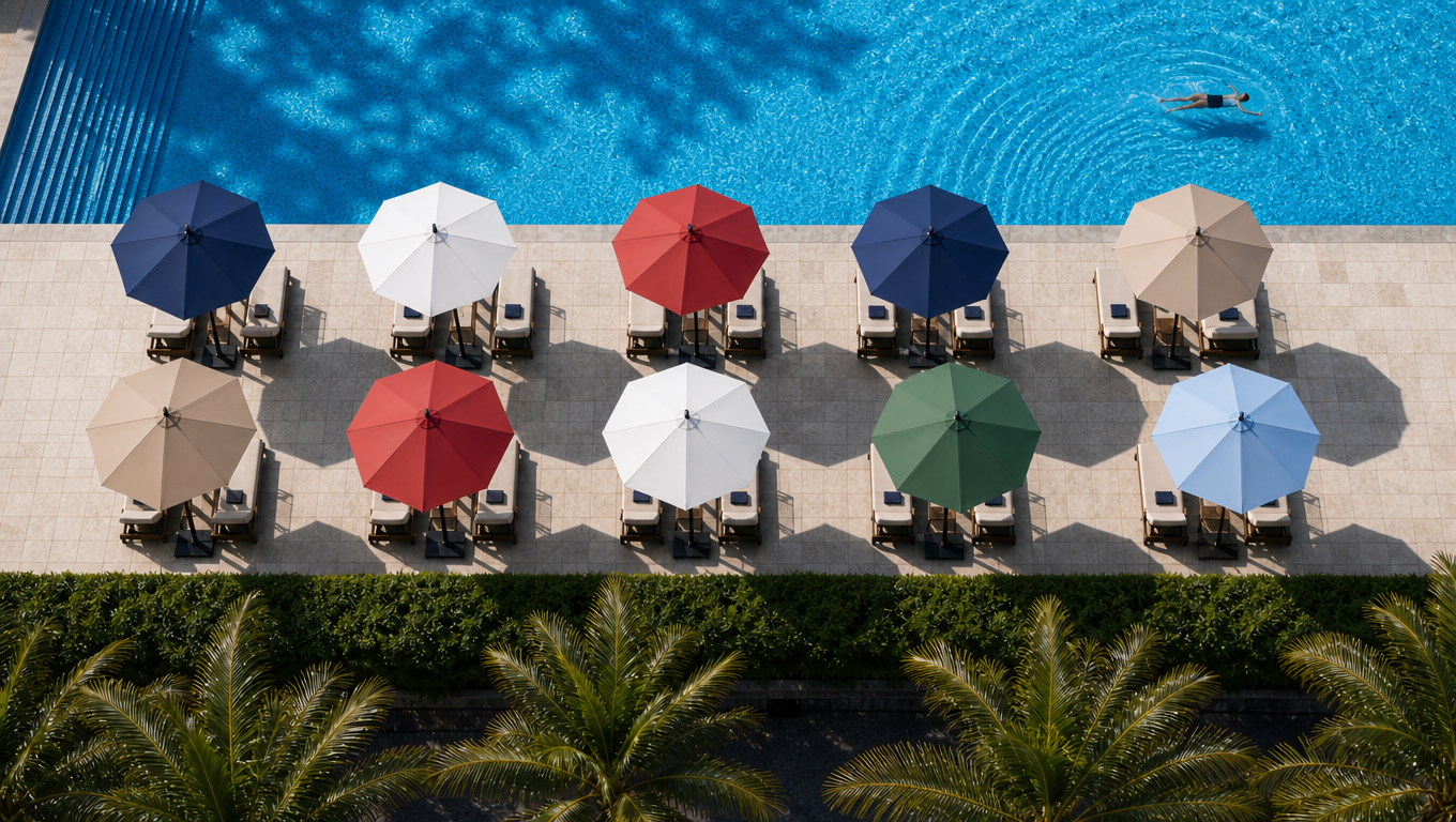 BESITSOL cantilever patio umbrella designed for windy outdoor areas with aluminum frame and stable anchoring system
