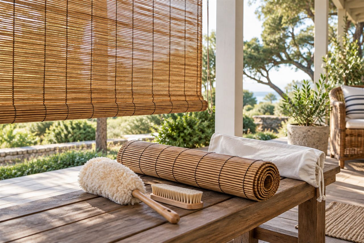 Cleaning and maintaining an outdoor bamboo shade
