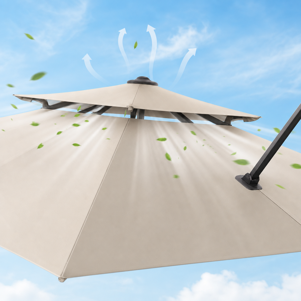 Double Top Cantilever Patio Umbrella