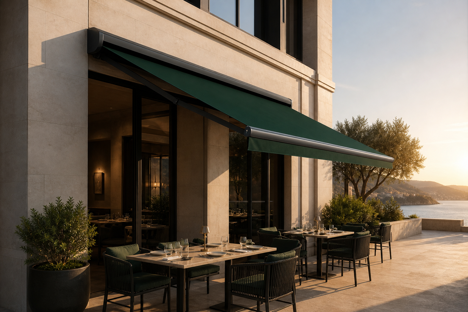 B02 Series retractable awning in a real outdoor setting