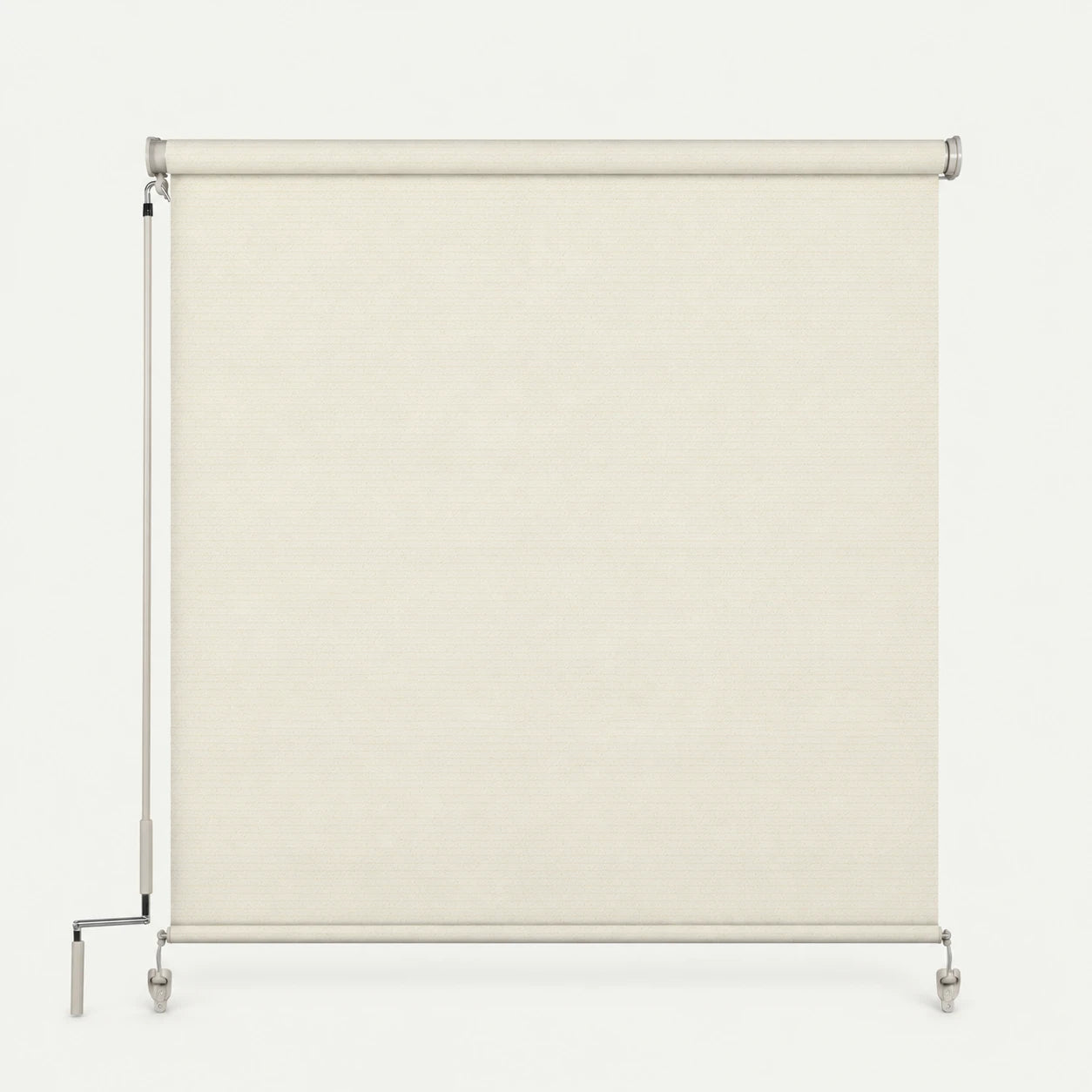 BESITSOL outdoor manual crank roller shade on a warm off-white background