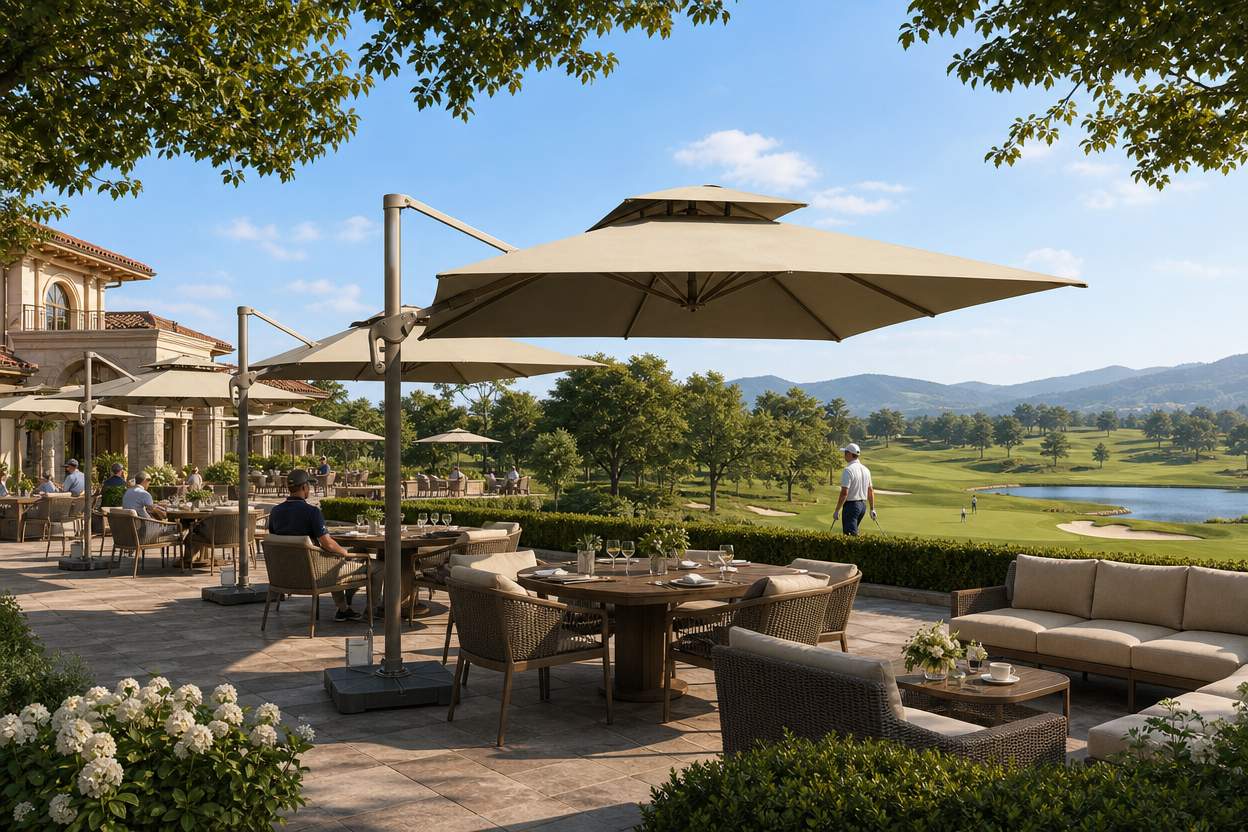 Rose Gold Medium Roman Umbrella outdoor application scene 11