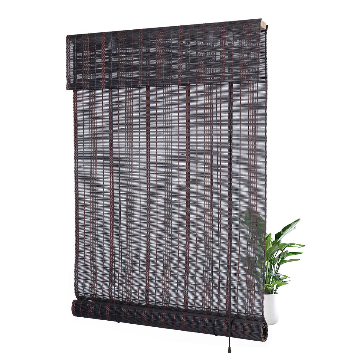 BESITSOL Premium Black Hand-Woven Weather Resistant Outdoor Bamboo Shades