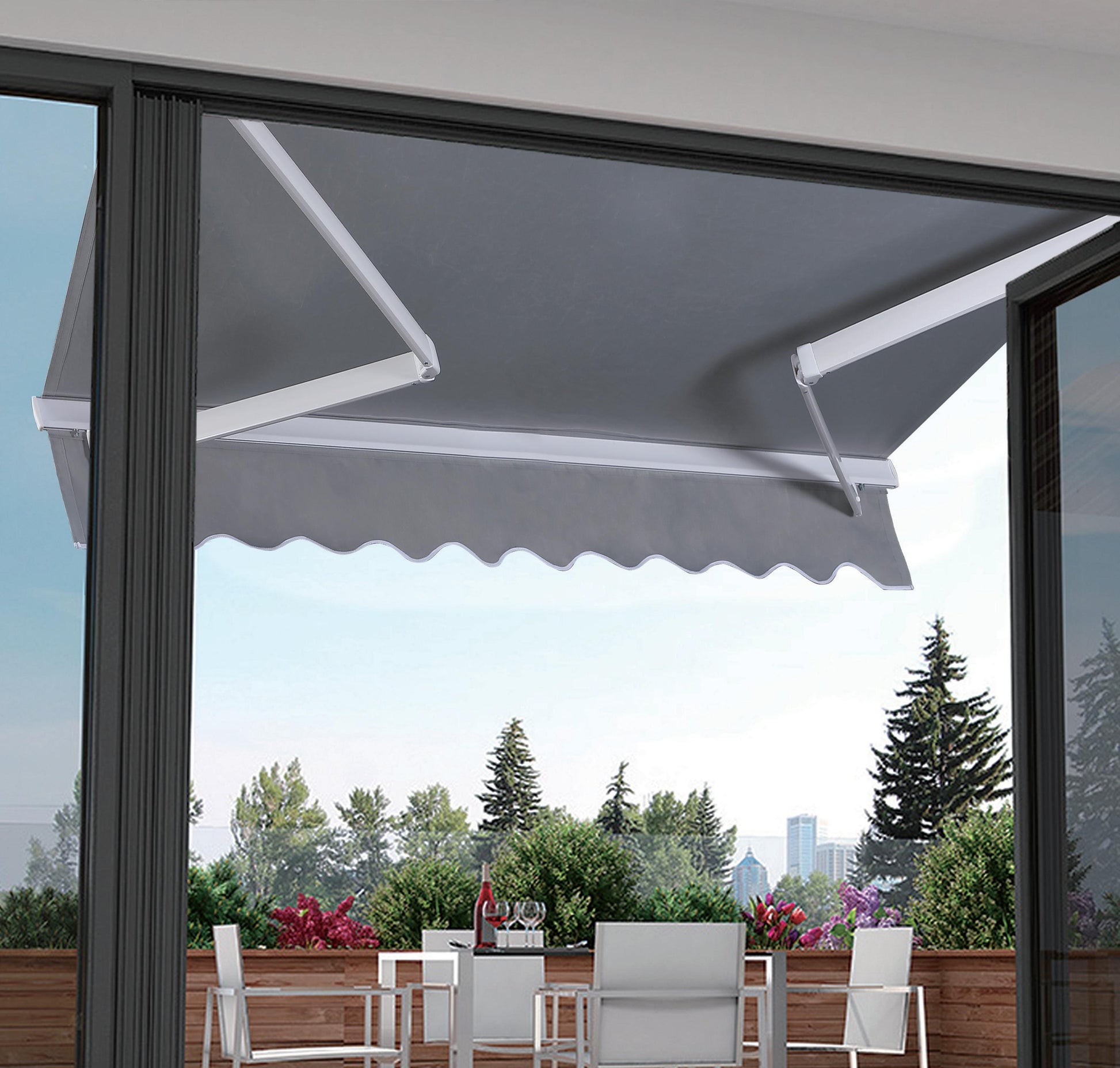 BESITSOL A380 manual retractable patio awning with crank operation