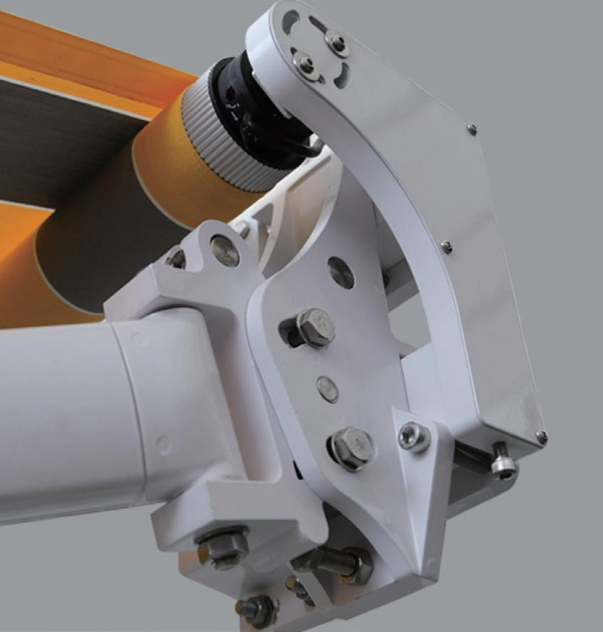 B02 motorized cassette awning side mechanism and support arm detail