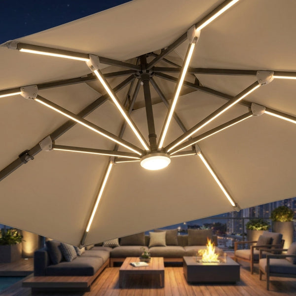 Rose Gold Medium Roman Umbrella frame structure detail