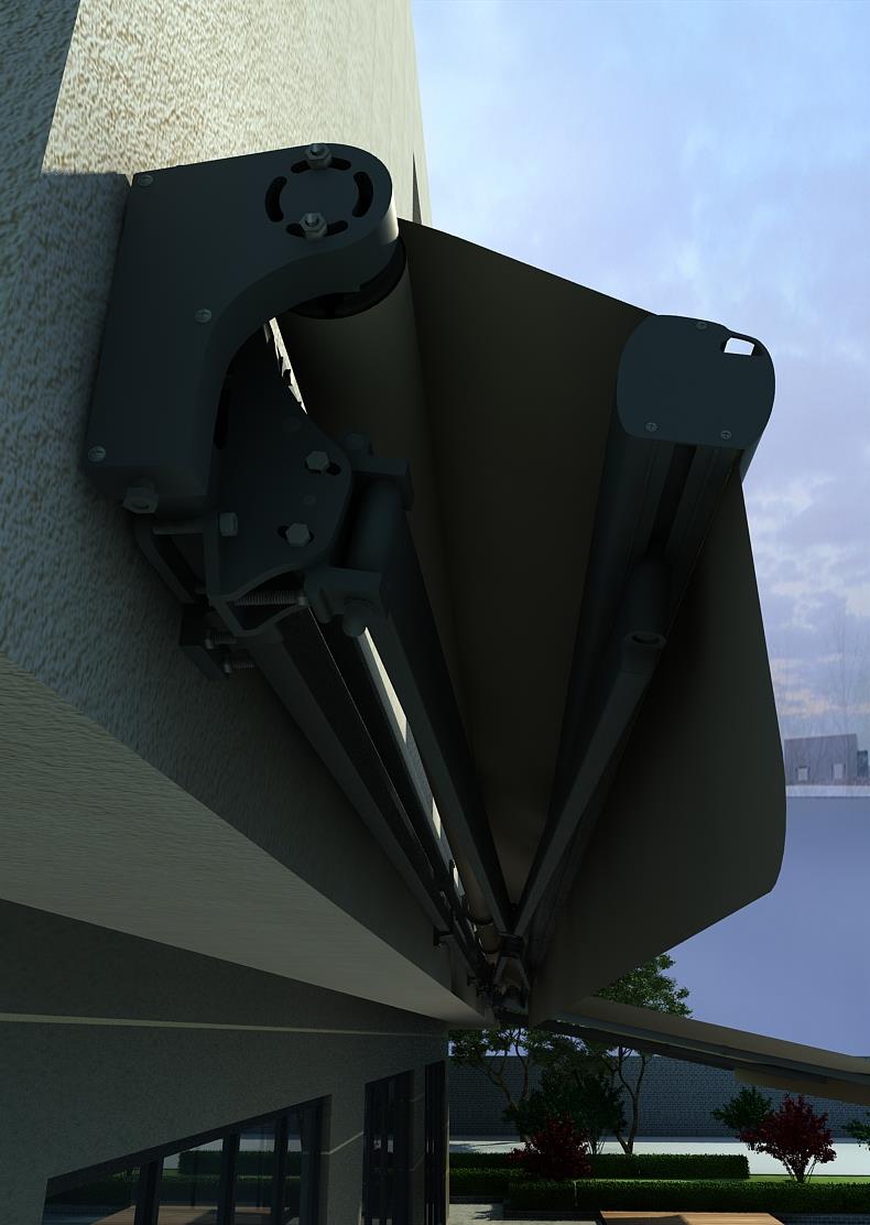 B02 motorized cassette awning wall-mounted side profile