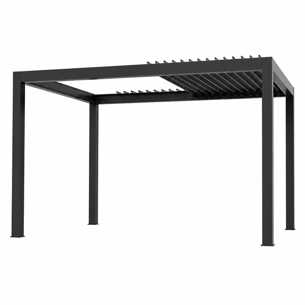 BESITSOL black freestanding motorized louvered pergola