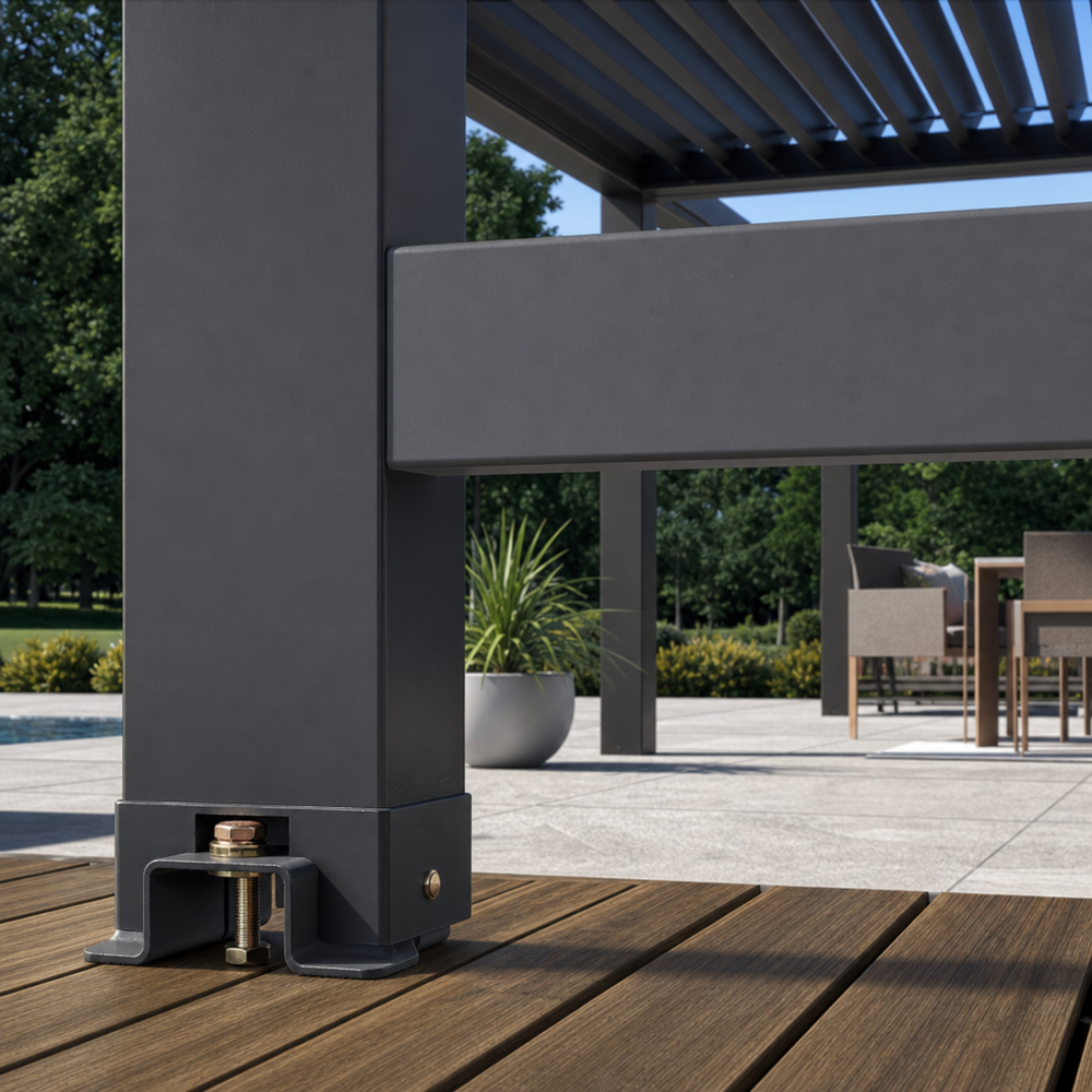 Pergola post anchor and base fixing detail