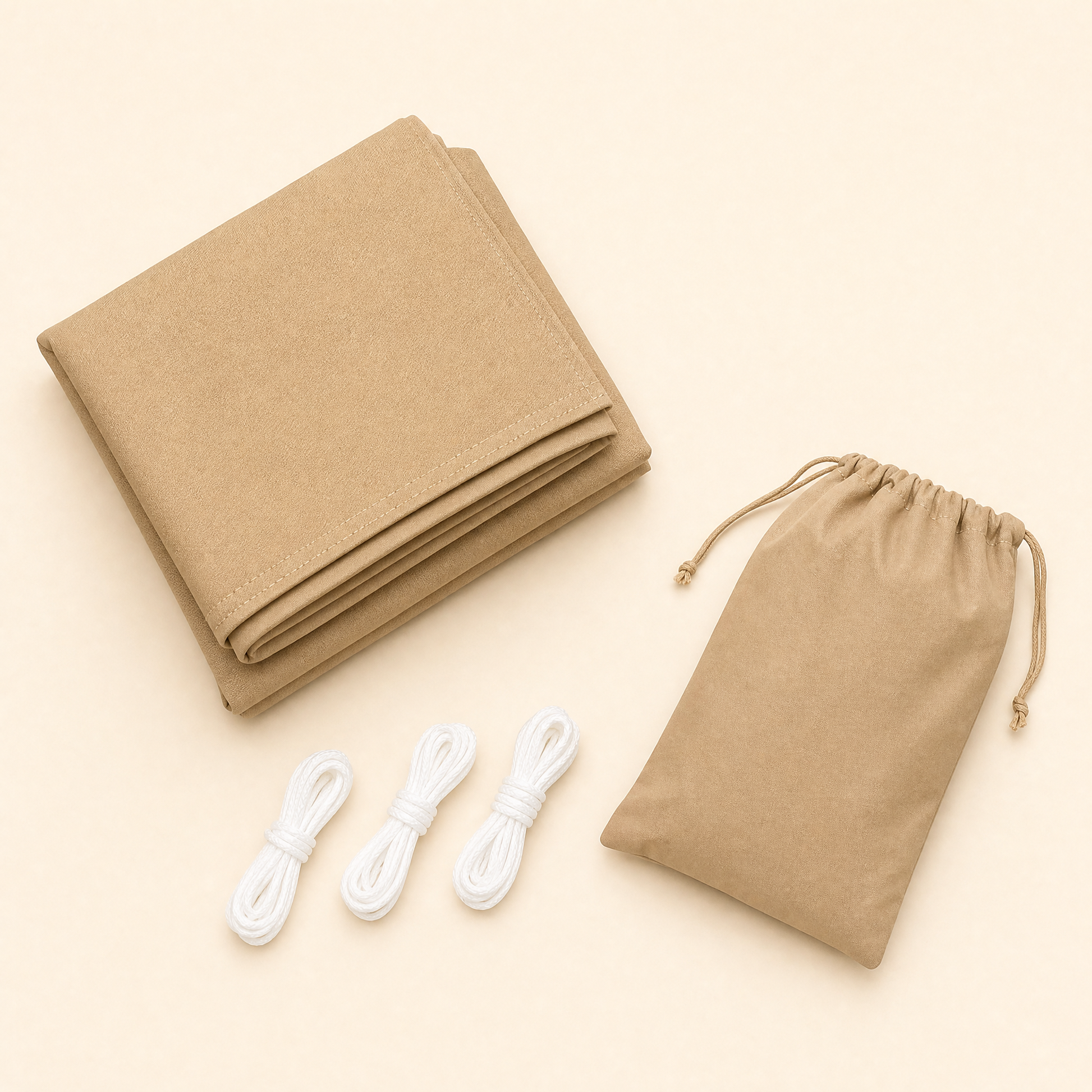 Shade sail package with Oxford-fabric canopy, storage bag and guy lines