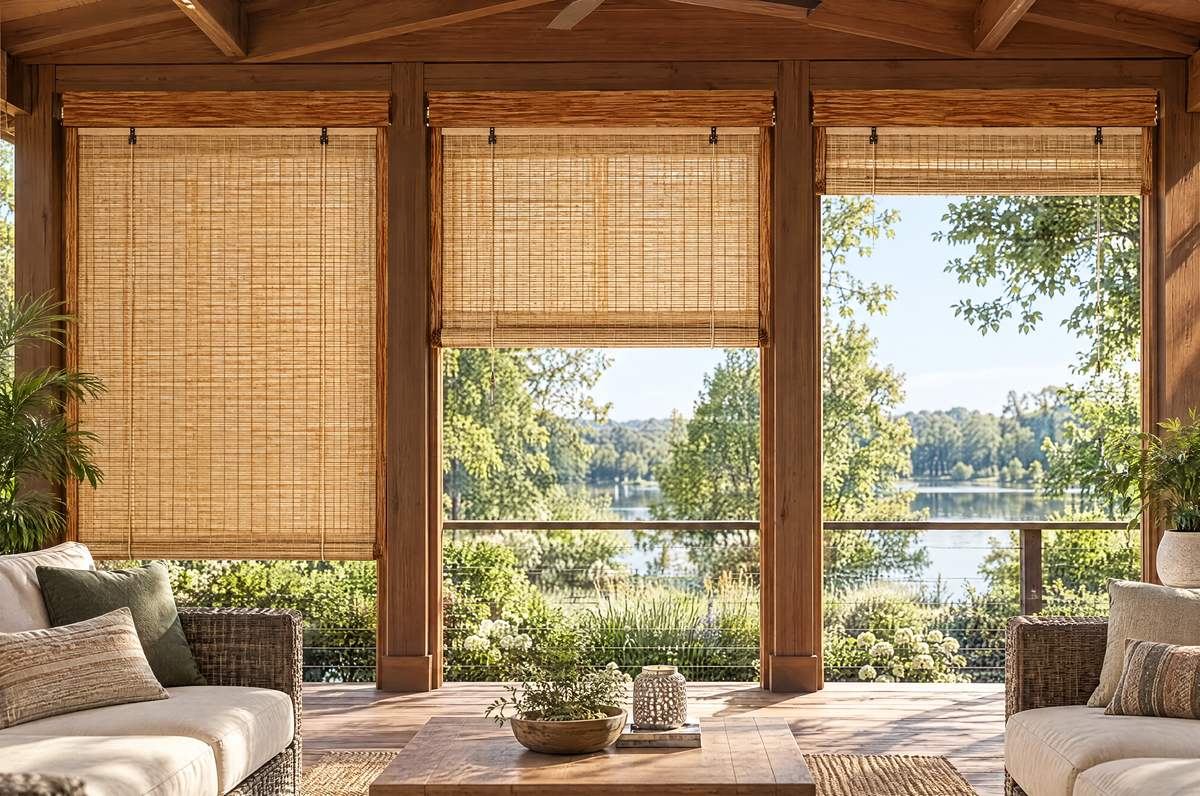 Light-Filtering Bamboo Roll Up Shade for Patio & Windows
